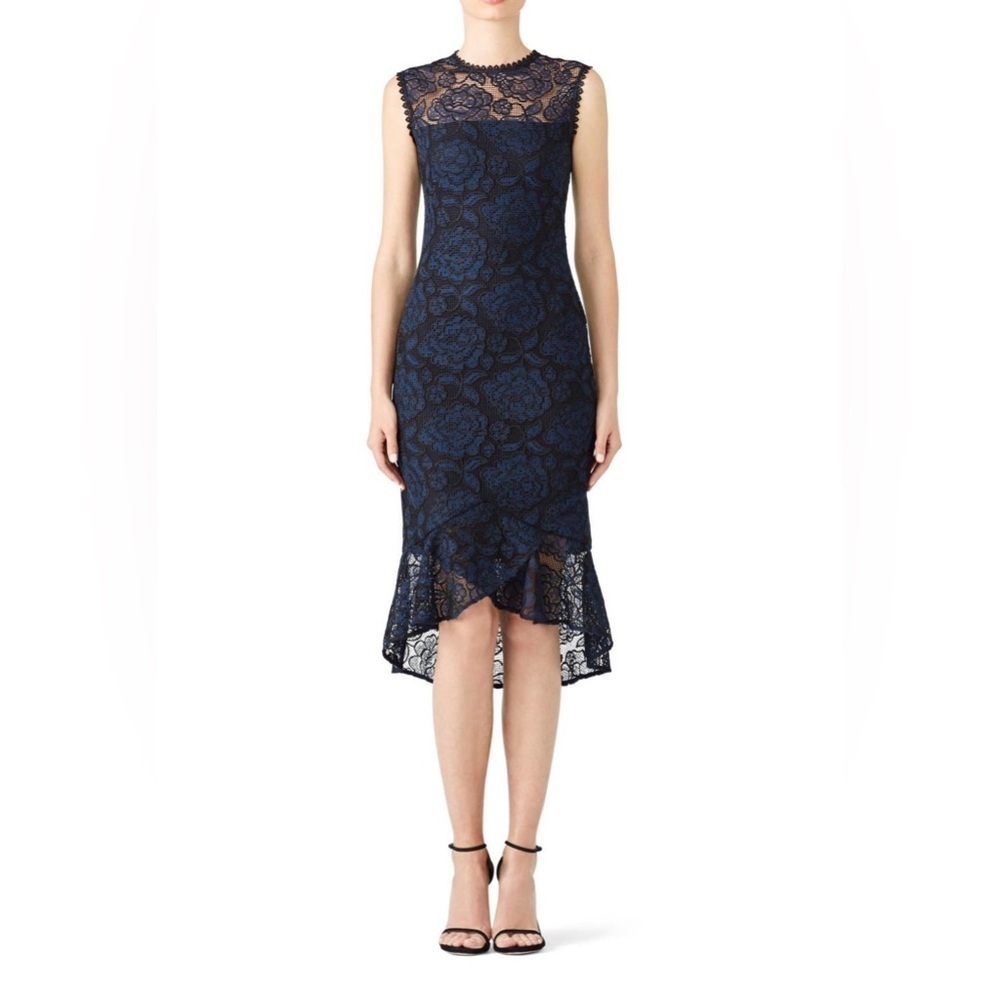 Shoshanna Reika Two Tone Floral Lace Dress